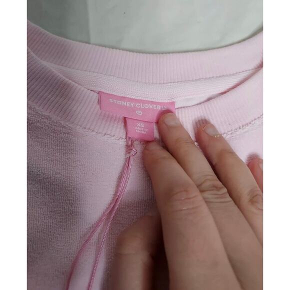 NWT Women’s XS Stoney Clover Lane x Target Pink Cropped Sweatshirt Heart Top - Picture 6 of 7